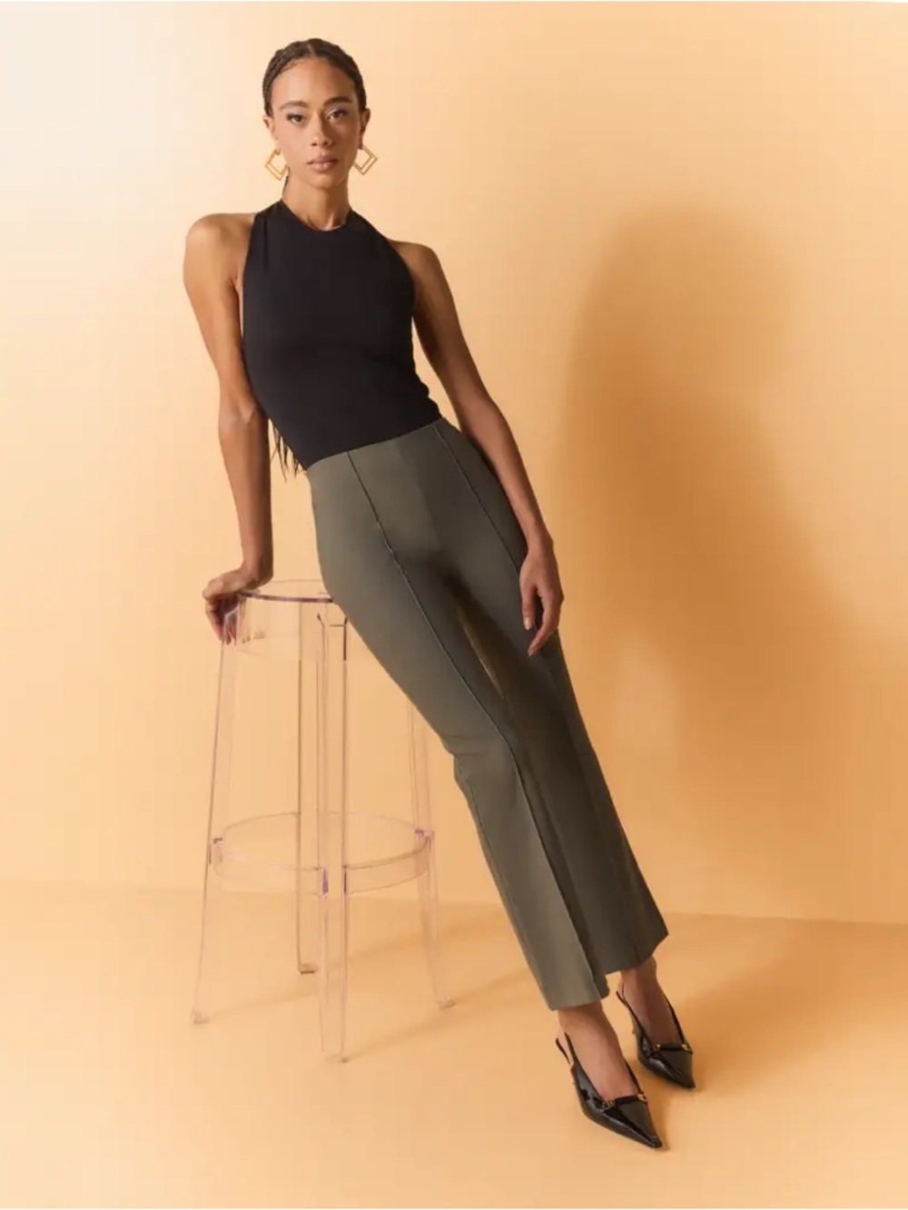 NWT Vince Cropped Flare-Leg Pintuck Pants Womens Size 8